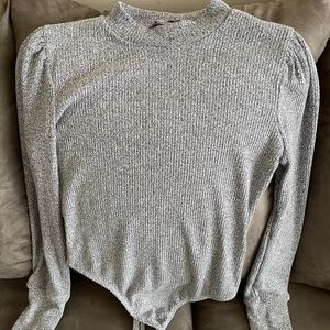 Gray Long Sleeve Bodysuit